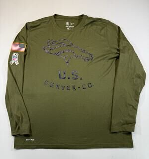 Nike Denver Broncos Salute To Service Dri-FIT Shirt Mens Large Olive Green NFL